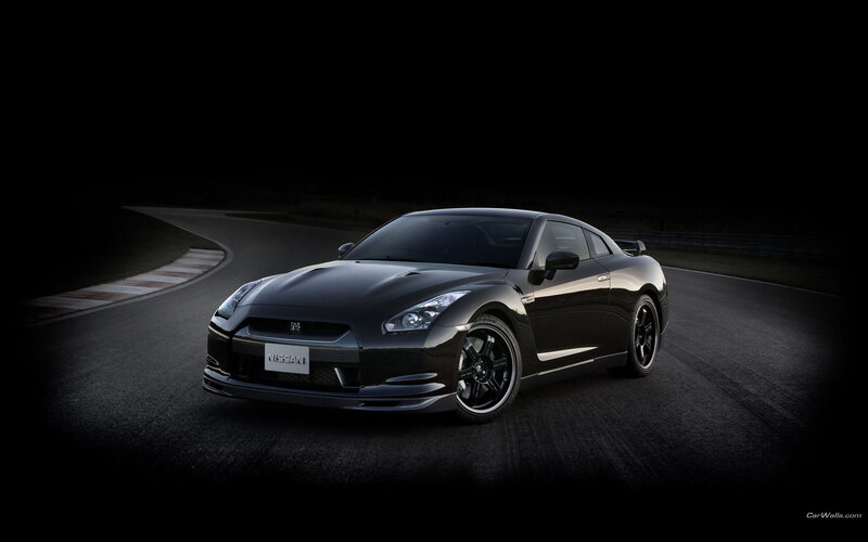 Black Nissan GT-R on racetrack