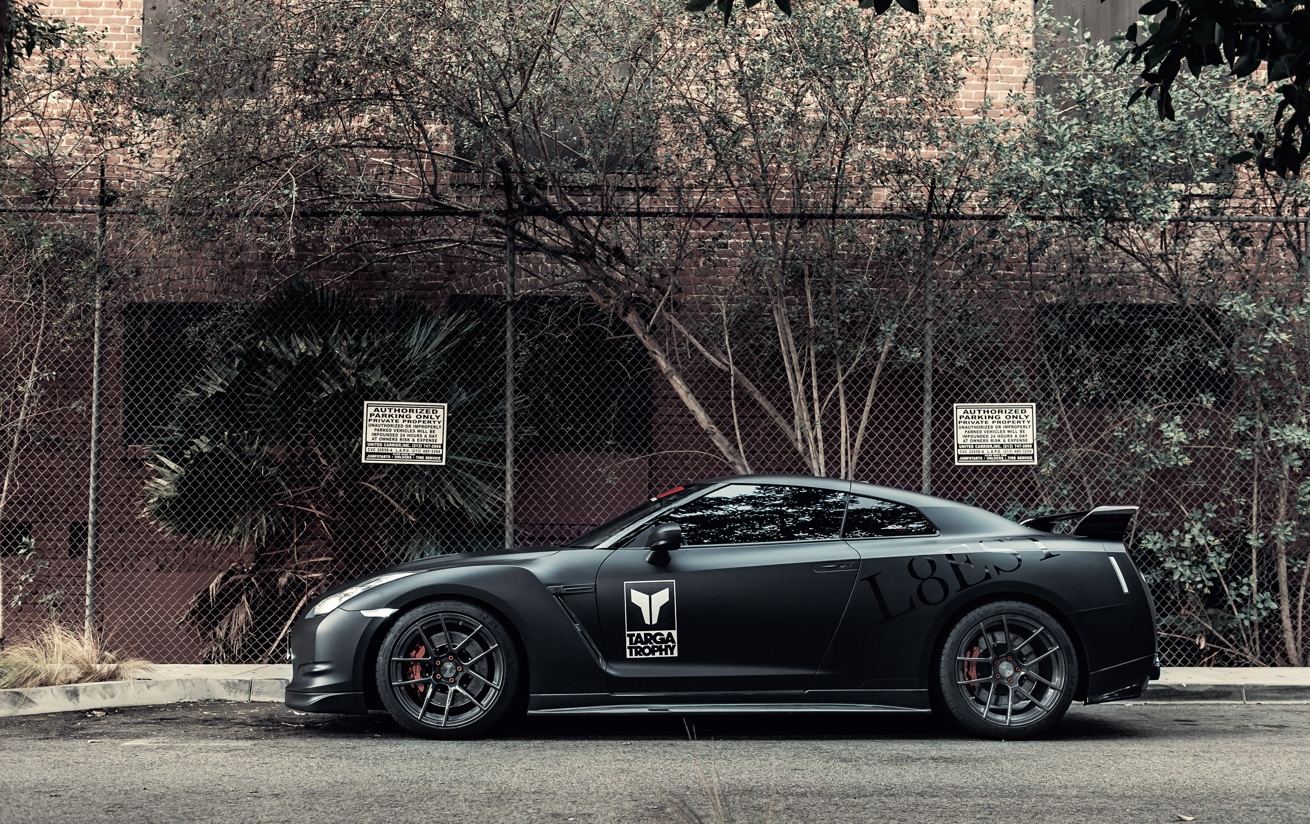 black nissan gt-r on street