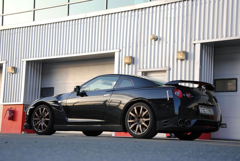 Black Nissan GT-R parked outside
