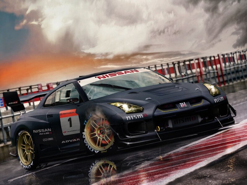 Black Nissan Gt-r Race Car