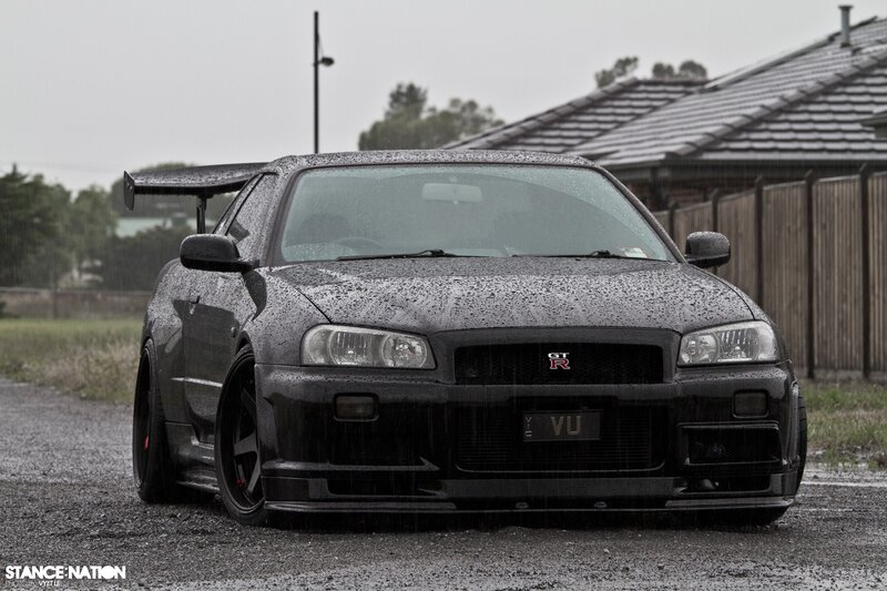 Black Nissan Gt-r — Rainy