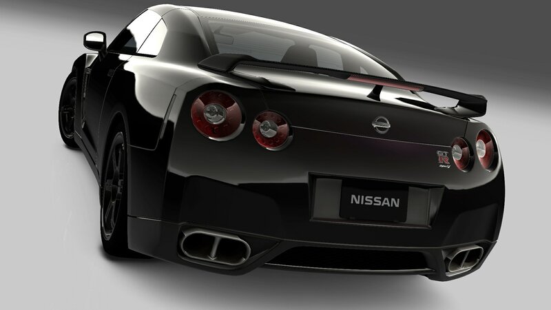black nissan gt-r rear view
