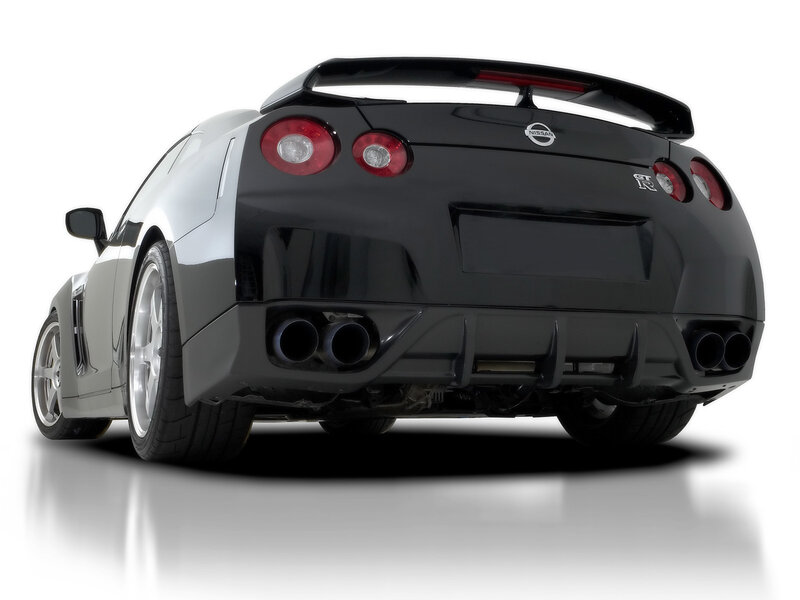 black nissan gt-r rear view