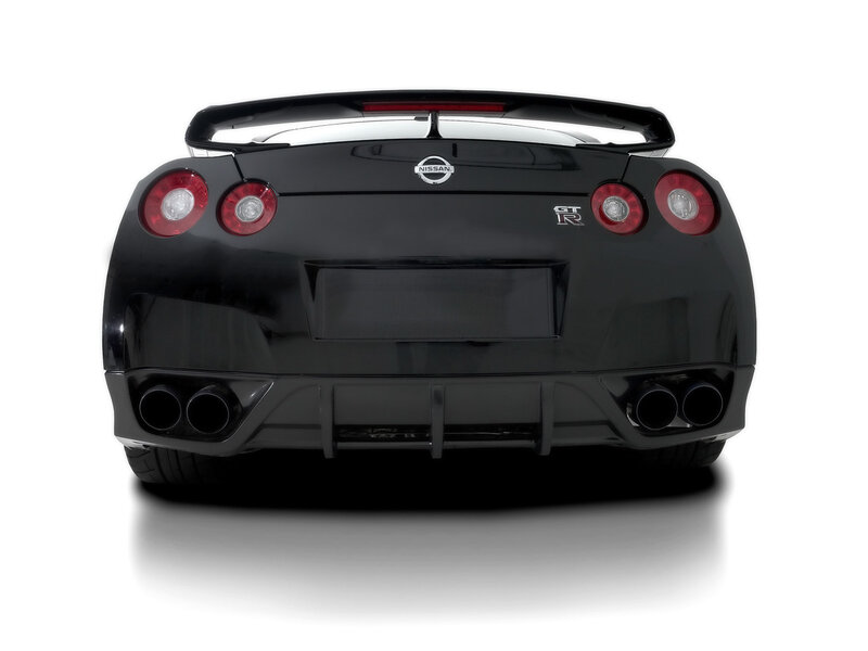 black nissan gt-r rear view