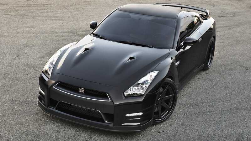 black nissan gt-r sports car
