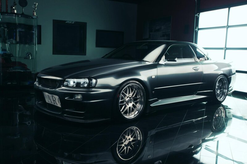 Black Nissan GTR in showroom