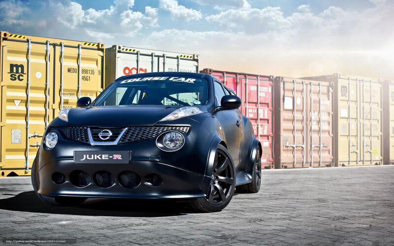 Black Nissan Juke-R in shipping yard