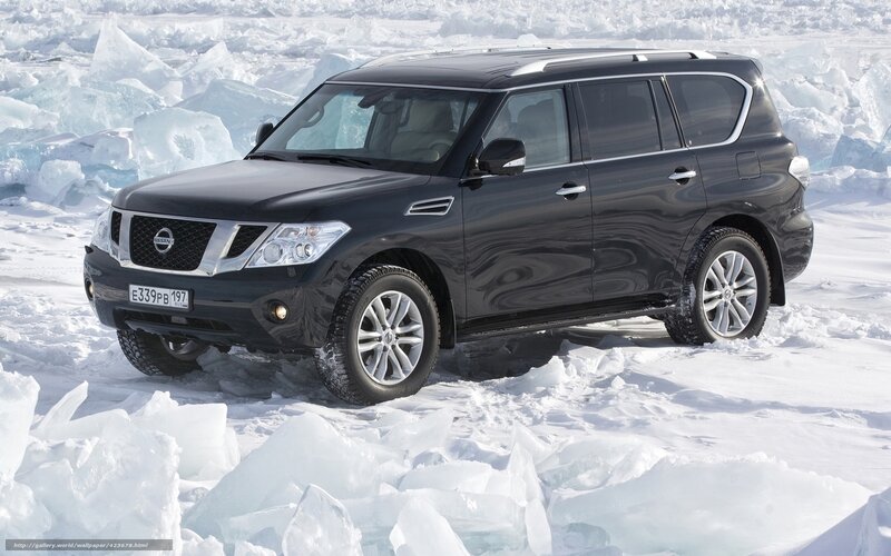 Black Nissan Patrol on ice