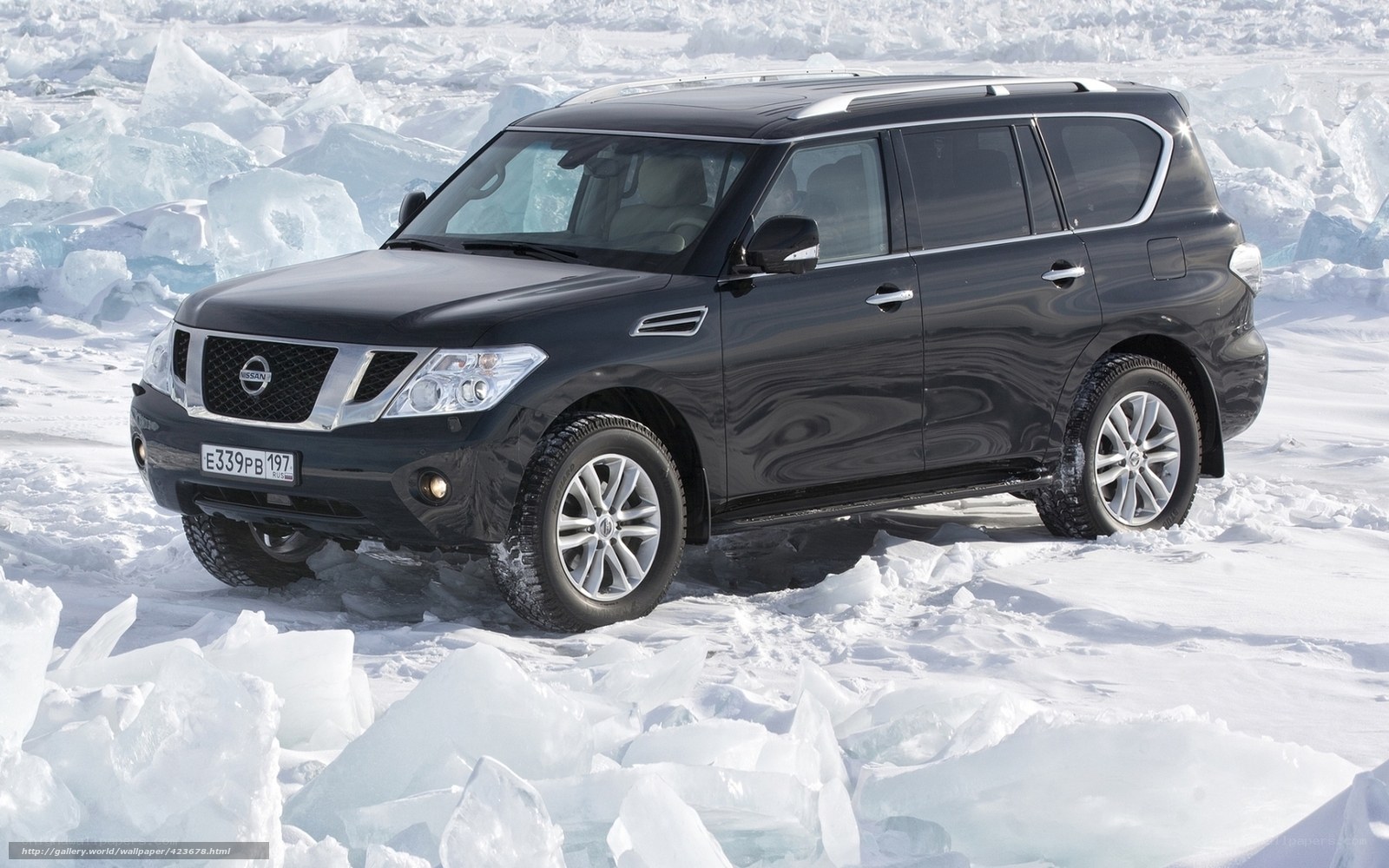 Black Nissan Patrol on ice
