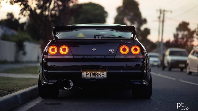 Black Nissan Skyline — Dramatic, Sunset