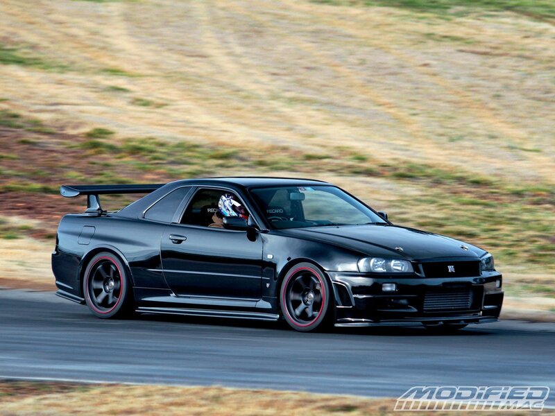 black nissan skyline on track