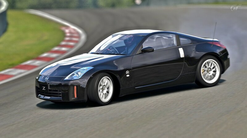 Black Nissan Z on a racetrack