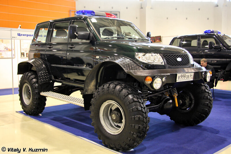 Black off-road vehicle on display
