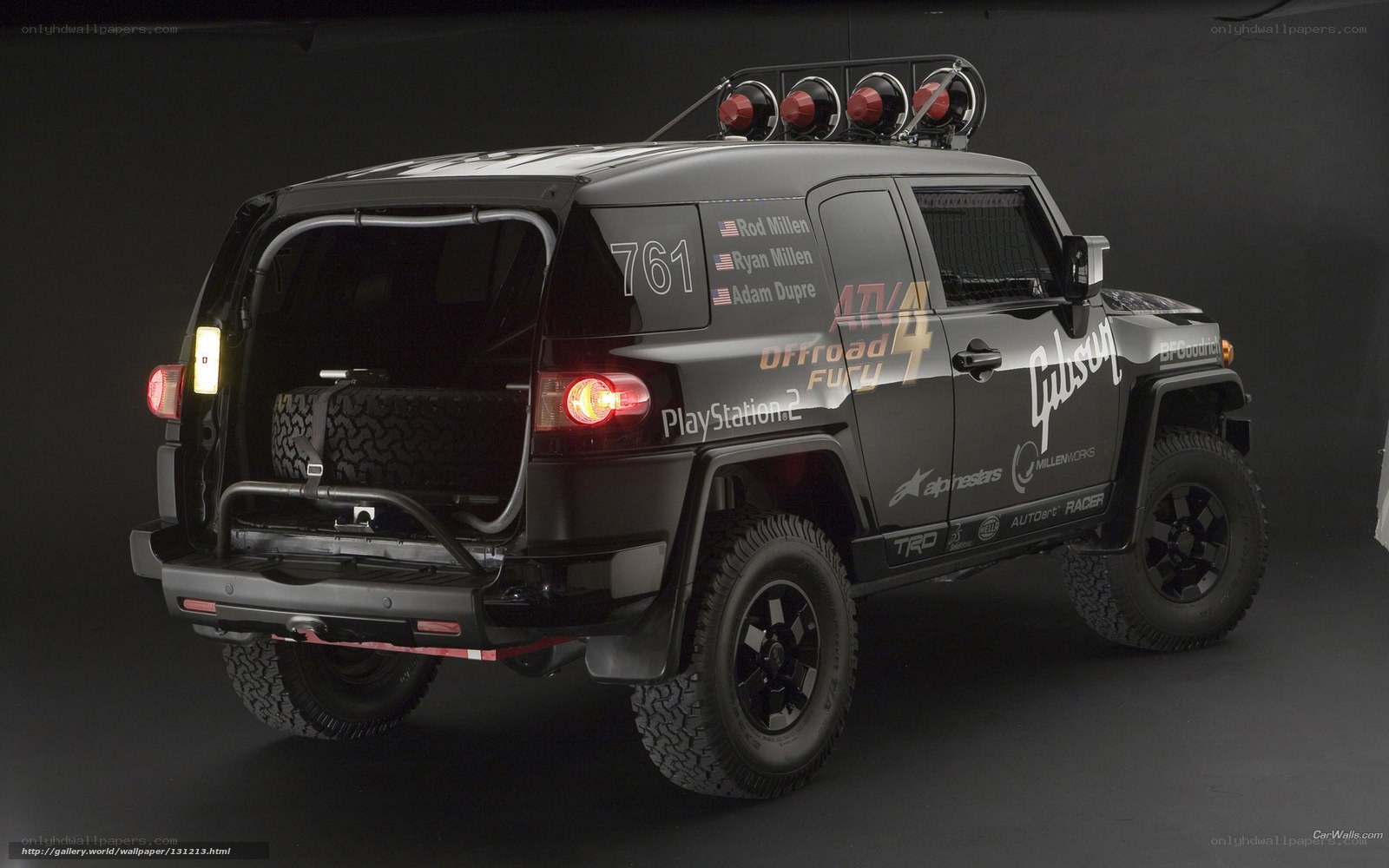 black off-road vehicle with decals