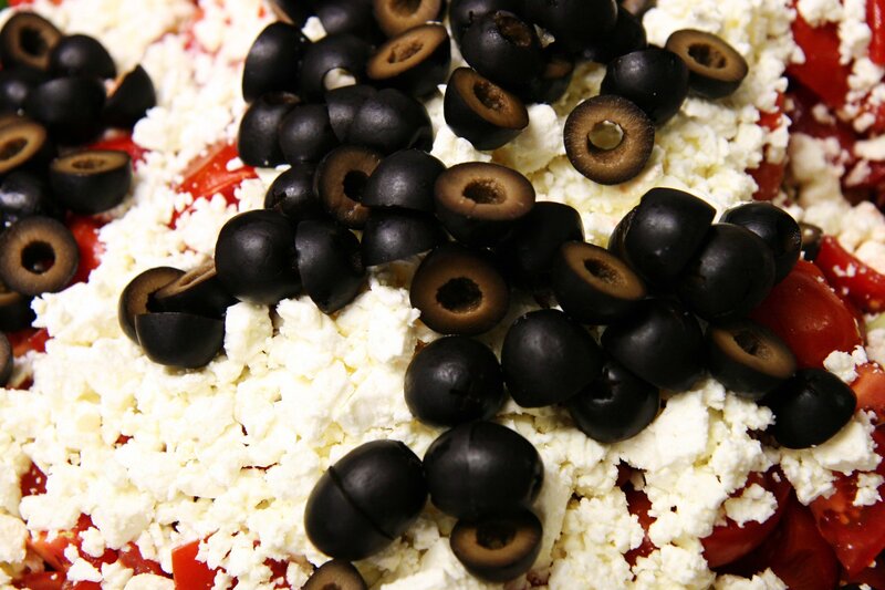 black olives and feta cheese