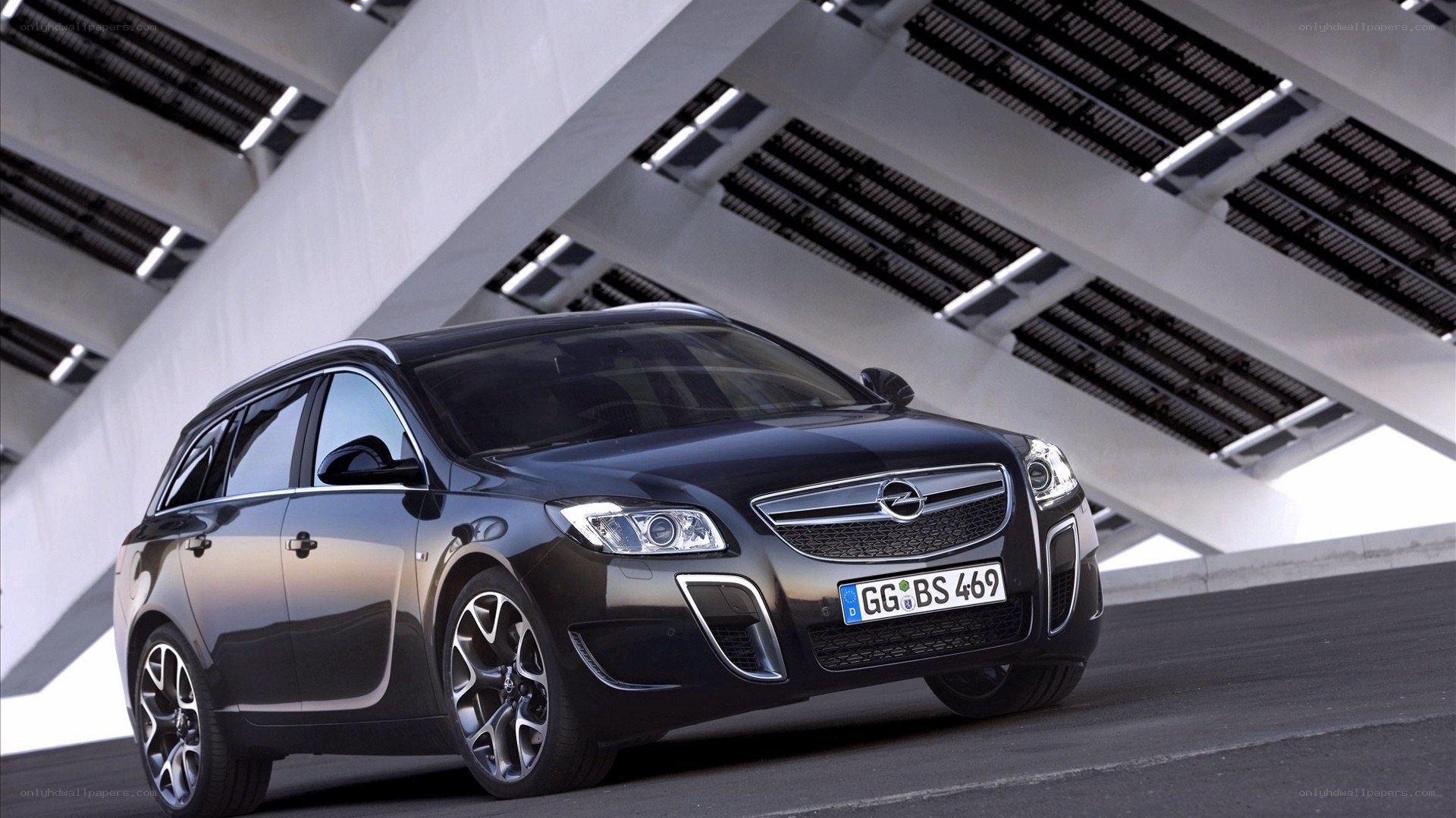 black opel in modern structure