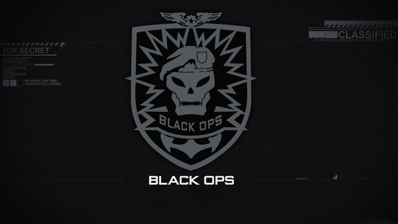 Black Ops logo on classified background
