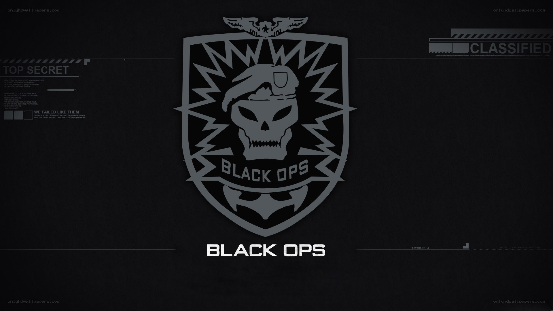 Black Ops logo on classified background