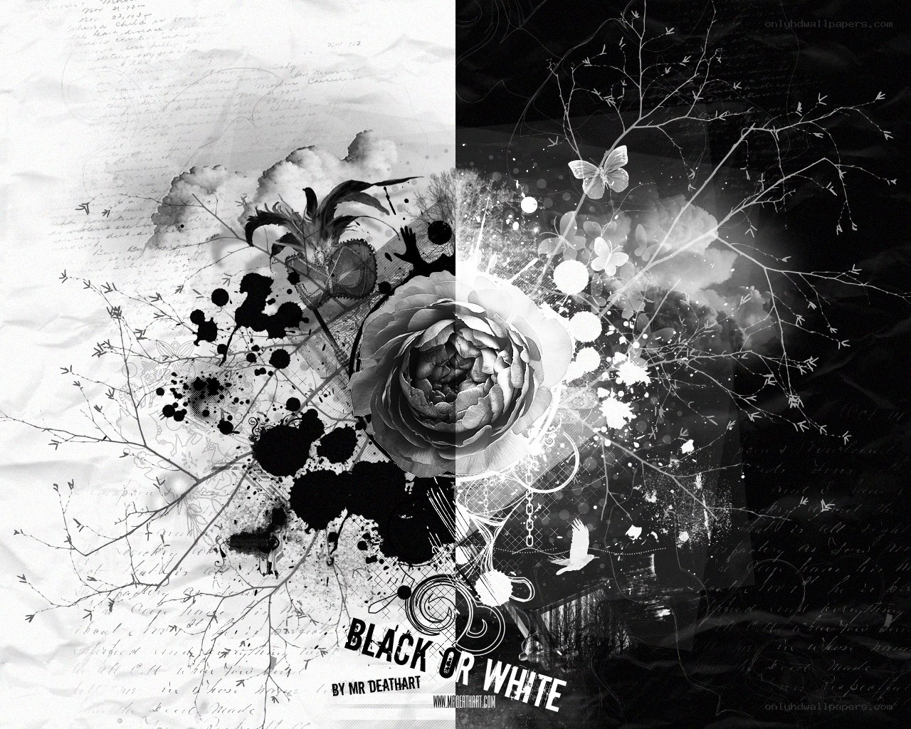 black or white collage art