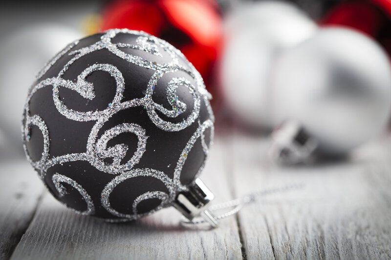 Black Ornament with Silver Swirls