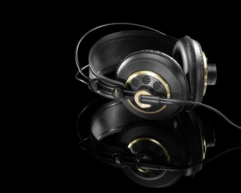 Black Over-ear Headphones — Dramatic, Photograph, Headband, Cable, Reflection, Gold