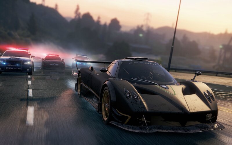 Black Pagani racing from police