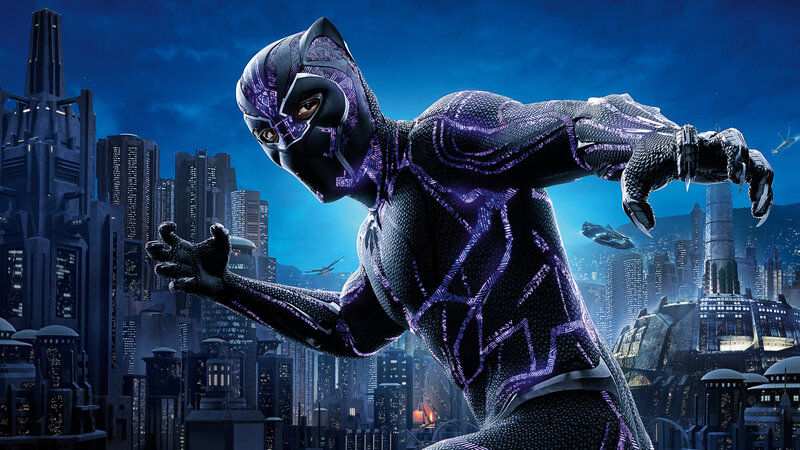Black Panther Character — Blue, Dramatic, Night