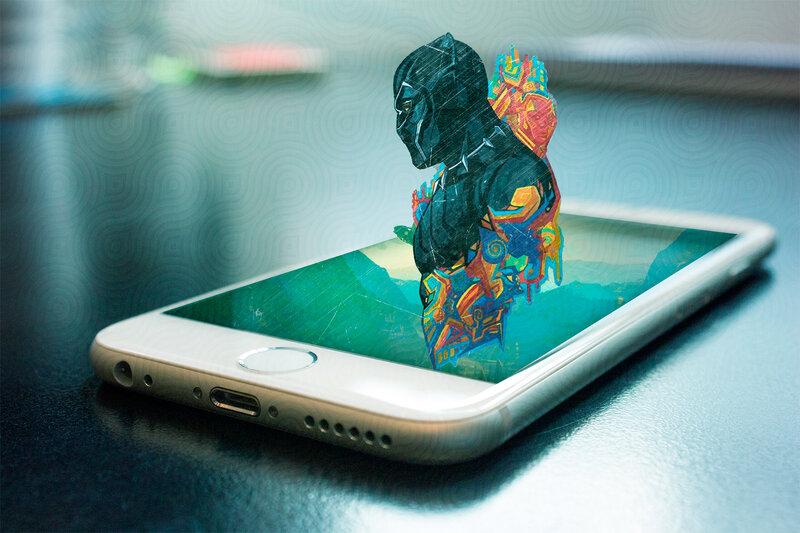 Black Panther Character — Dramatic, Digital Art, Smartphone