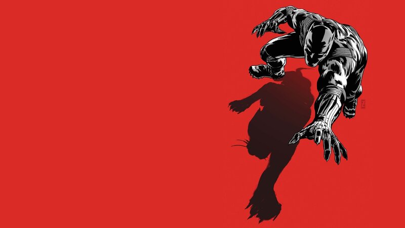 Black Panther Character — Red, Dramatic, Comic, Red Background