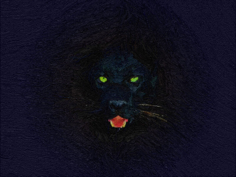 Black Panther Face — Dark, Night, Digital Art