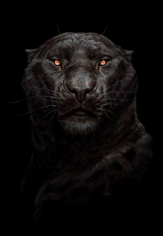 Black Panther Face — Dramatic, Night, Digital Art, Eyes, Whiskers