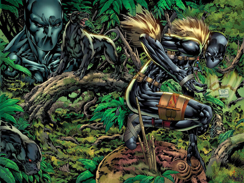 Black Panther in Jungle — Green, Dramatic
