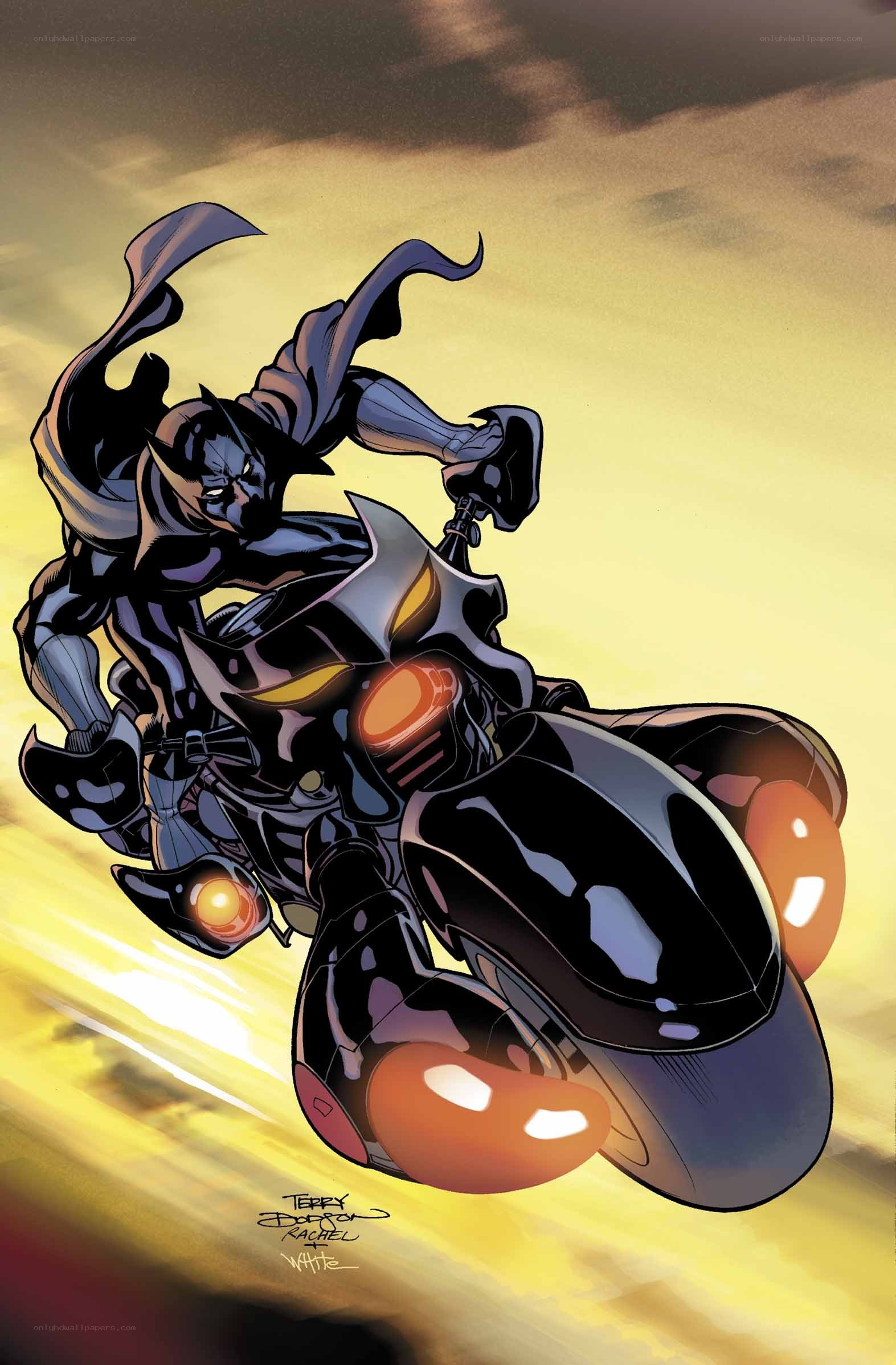 Black Panther on a motorcycle