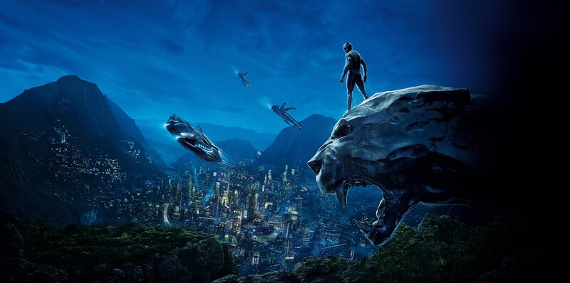 Black Panther on a Rock — Blue