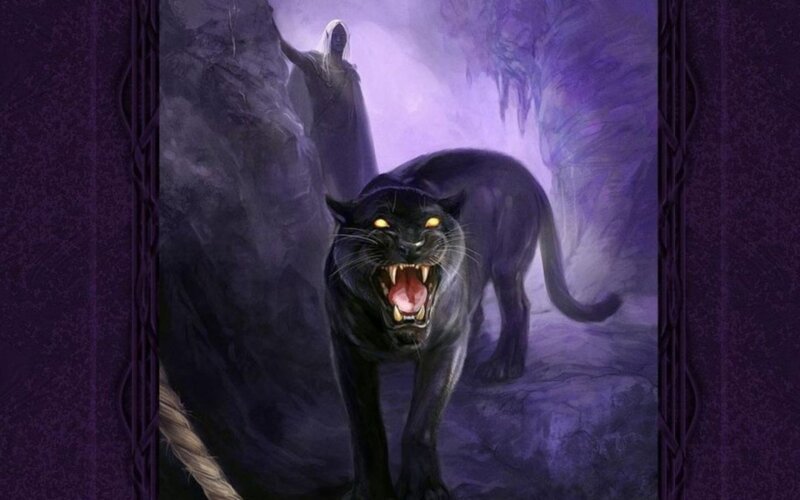 Black Panther Roaring — Purple