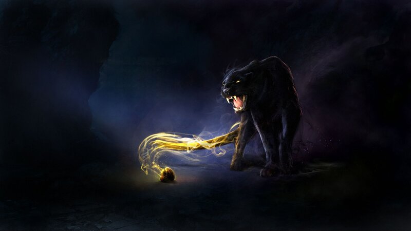 Black Panther with Glowing Tail — Dramatic