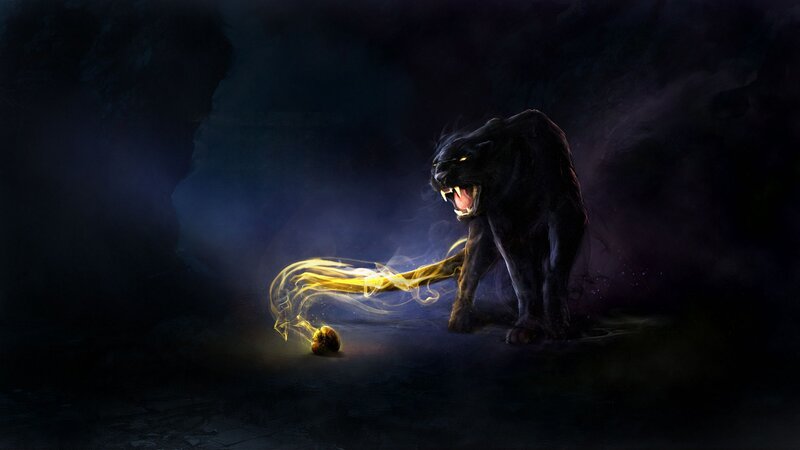 Black panther with glowing tail