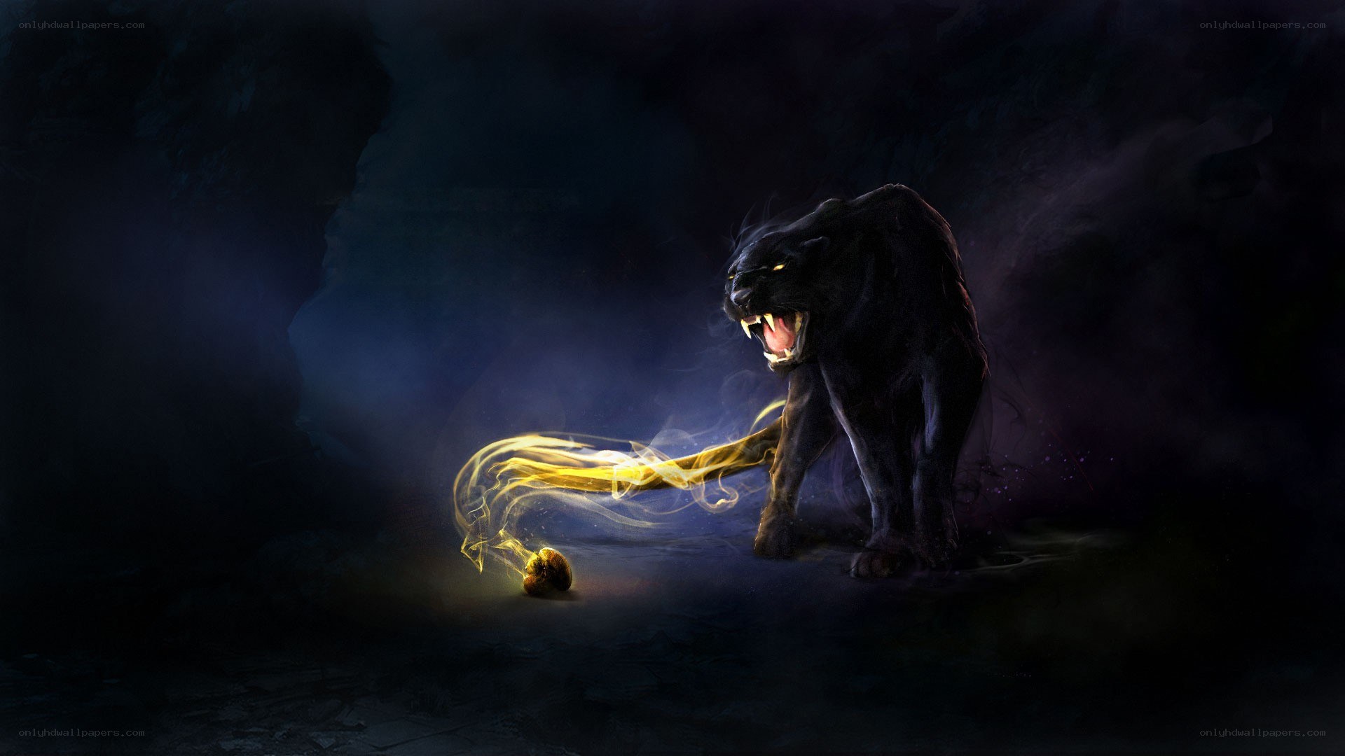 Black panther with glowing tail