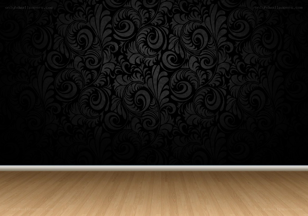 black patterned wallpaper room