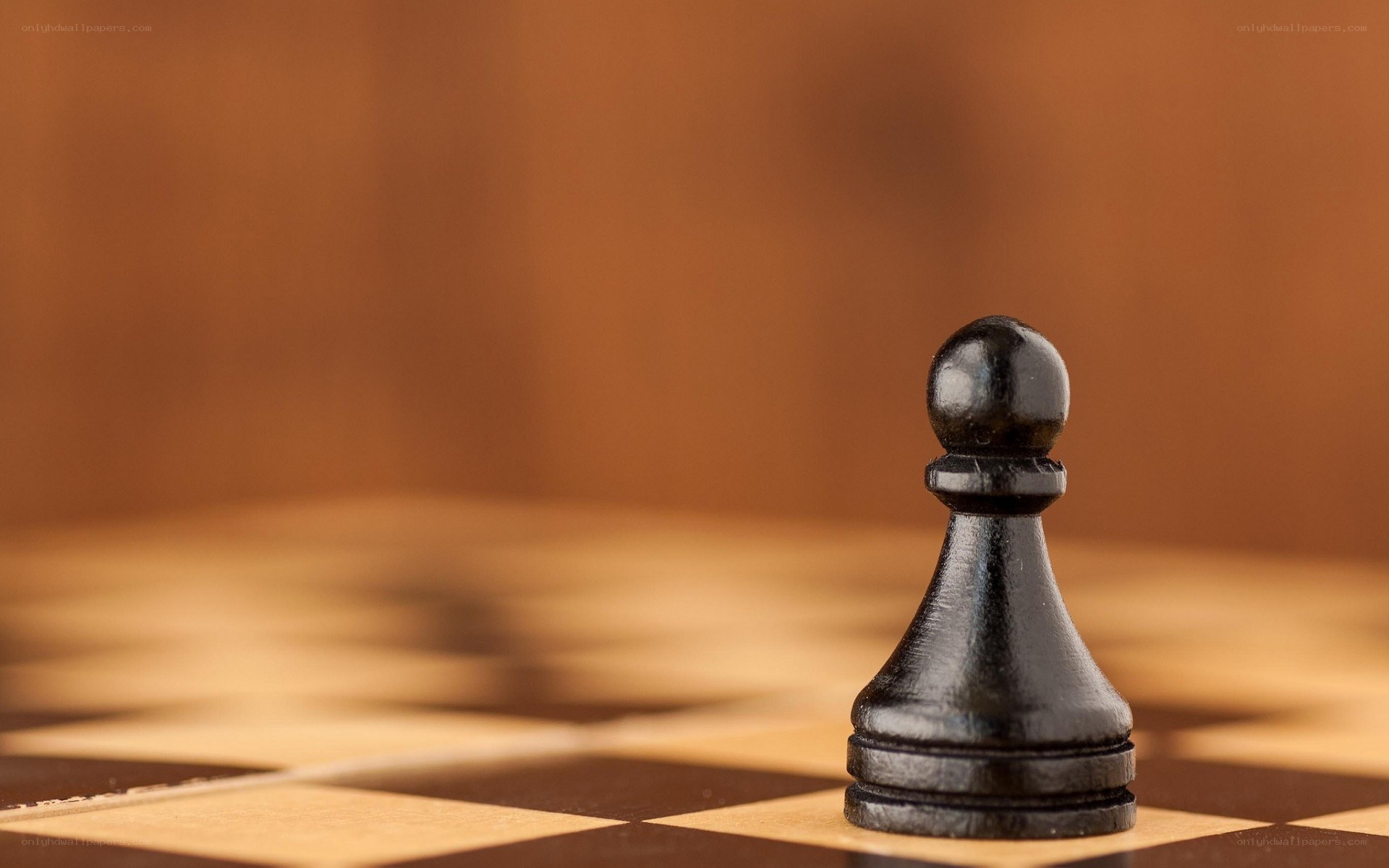 Black pawn on chessboard