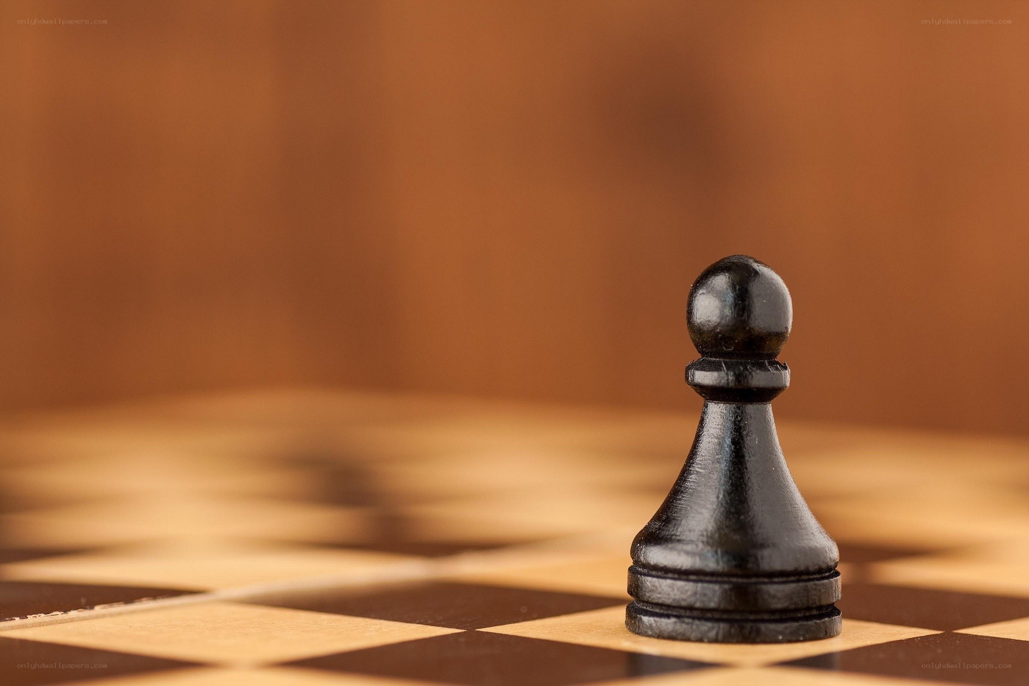 Black pawn on chessboard