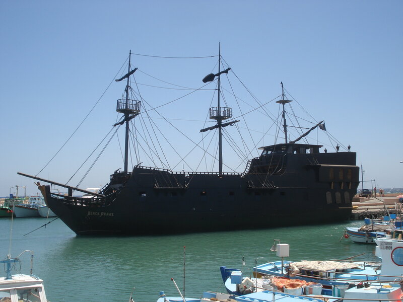 Black Pearl pirate ship in harbor
