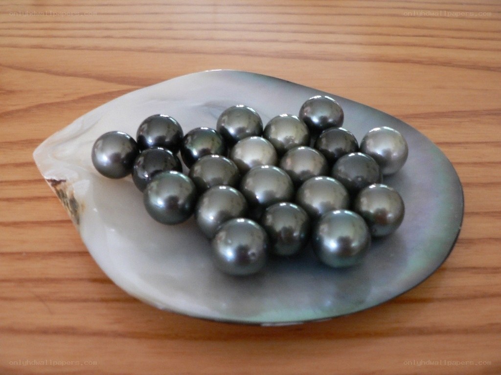 black pearls on shell dish