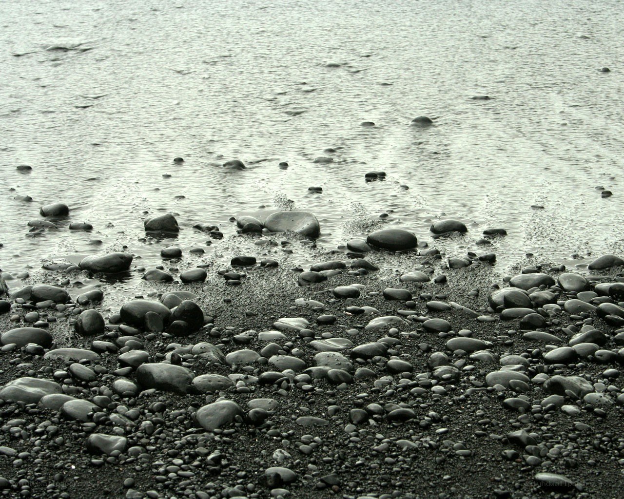 black pebble beach