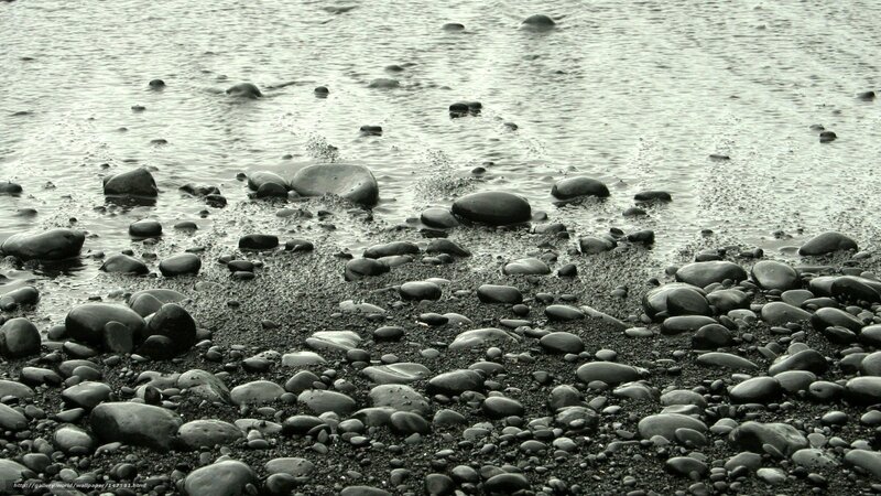 Black Pebbles on Beach