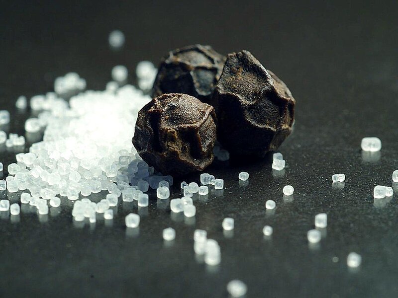 Black Peppercorns and Salt