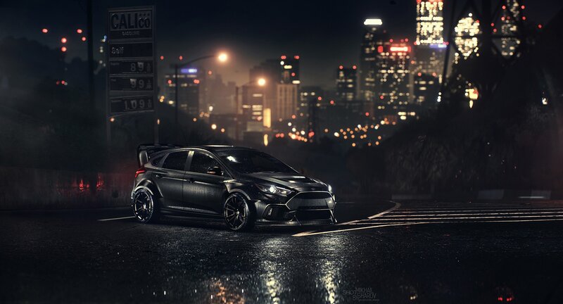 Black Performance Car — Dramatic