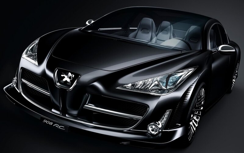 Black Peugeot 908 RC — Dramatic, 3d Render, Car, Headlights, Grille, Silver, 908 Rc