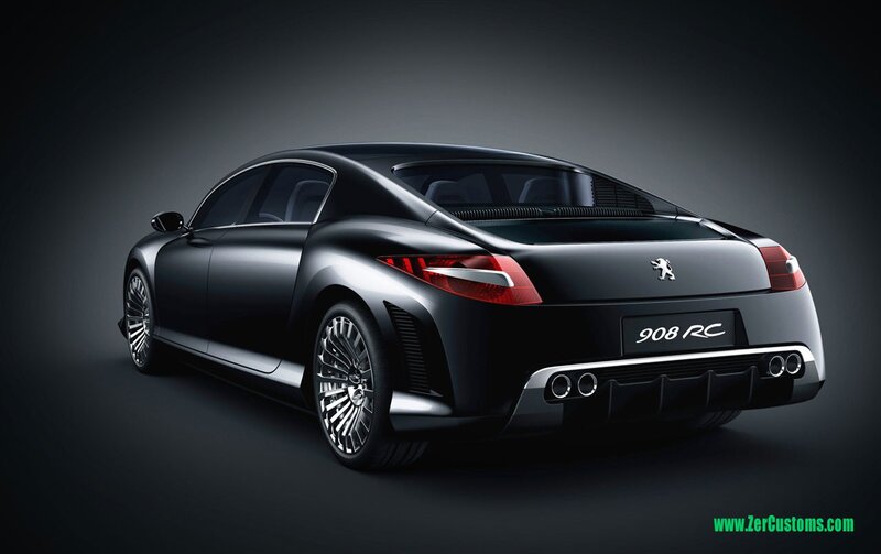 Black Peugeot 908 Rc — Dramatic, 3d Render, Car, Taillights, Exhaust
