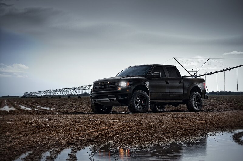 Black Pickup Truck — Brown, Dramatic, Photograph, Field, Irrigation System